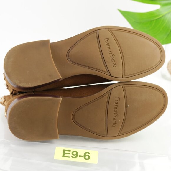 Franco Sarto Womens Hawk Boots Size 10 Camel Tan Suede Booties Low Block Heel - Picture 8 of 11